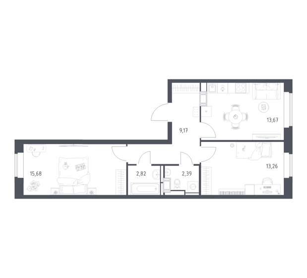 71,1 м², 2-комнатная квартира 11 700 000 ₽ - изображение 46