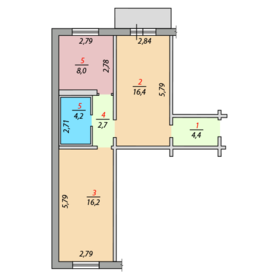 Квартира 51,7 м², 2-комнатная - изображение 2