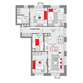 Квартира 75,7 м², 4-комнатная - изображение 1