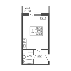 Квартира 33,6 м², студия - изображение 5