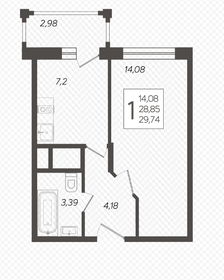 Квартира 32,4 м², 1-комнатная - изображение 1