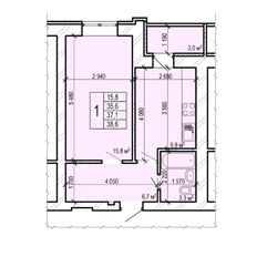 Квартира 38,6 м², 1-комнатная - изображение 1