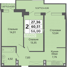 Квартира 60 м², 2-комнатная - изображение 1