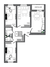Квартира 85,4 м², 3-комнатная - изображение 1