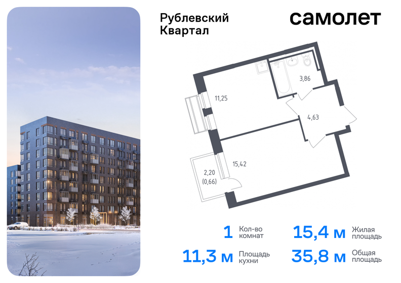 35,8 м², 1-комнатная квартира 8 086 869 ₽ - изображение 25