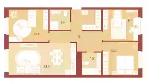 Квартира 82,7 м², 3-комнатная - изображение 1