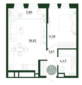 Квартира 42,1 м², 1-комнатная - изображение 1