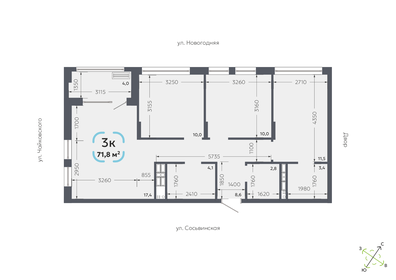 Квартира 71,8 м², 3-комнатная - изображение 2