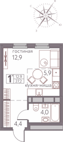 Квартира 27,2 м², 1-комнатная - изображение 1