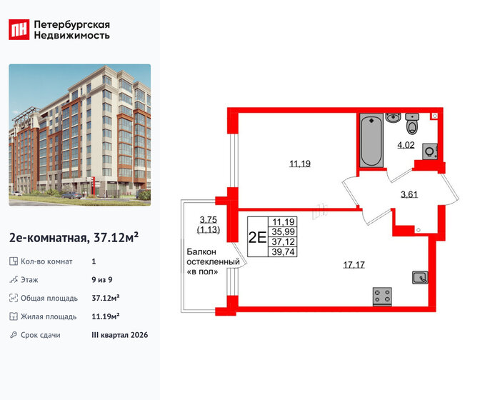 38,6 м², 1-комнатная квартира 7 299 180 ₽ - изображение 55