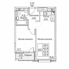 Квартира 43,9 м², 2-комнатная - изображение 4