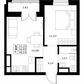 Квартира 36,2 м², 1-комнатная - изображение 1