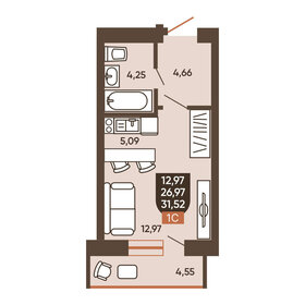 Квартира 31,5 м², 1-комнатная - изображение 1
