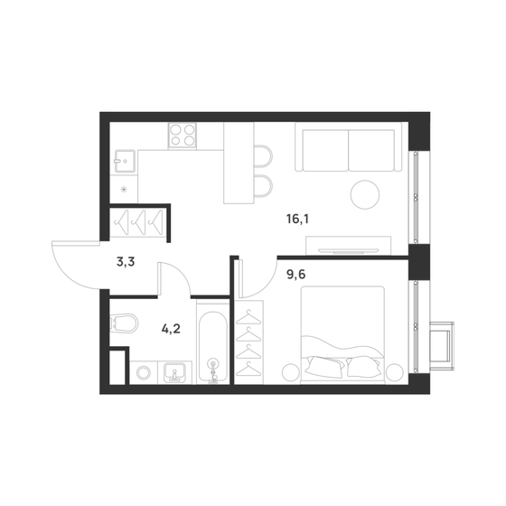 33,2 м², 1-комнатная квартира 10 156 000 ₽ - изображение 29