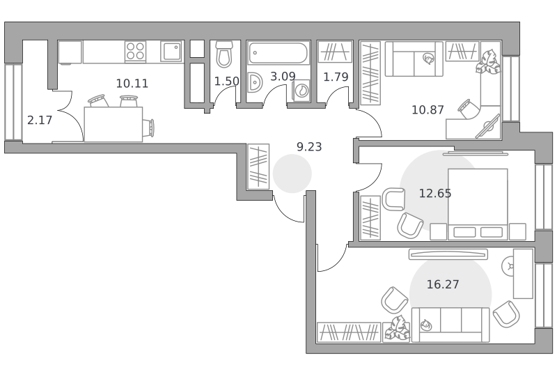 96,3 м², 3-комнатная квартира 15 700 000 ₽ - изображение 102