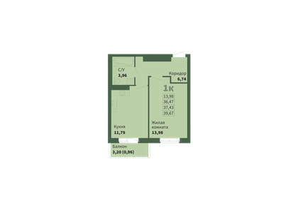 Квартира 37,4 м², 1-комнатная - изображение 1