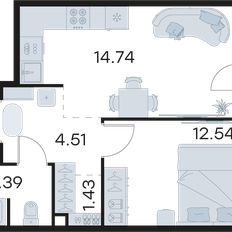 Квартира 39,2 м², 1-комнатная - изображение 3