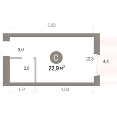 Квартира 22,9 м², студия - изображение 3