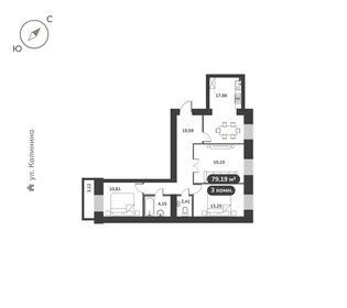 Квартира 79,2 м², 3-комнатная - изображение 1