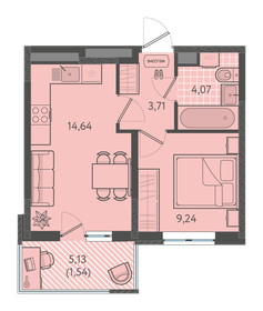 Квартира 33,3 м², 1-комнатная - изображение 1