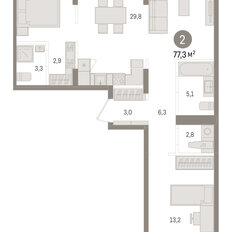 Квартира 77,3 м², 2-комнатная - изображение 3