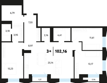 Квартира 103,4 м², 3-комнатная - изображение 2