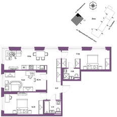 Квартира 85,4 м², 3-комнатная - изображение 2