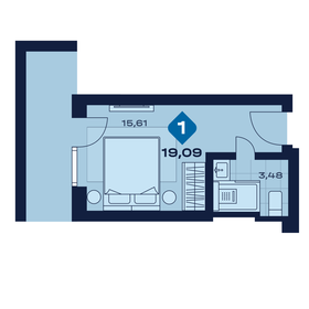Квартира 19,1 м², 1-комнатные - изображение 1
