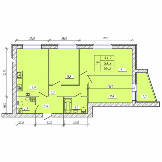 89,2 м², 3-комнатная квартира 15 833 000 ₽ - изображение 36