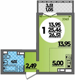 Квартира 26,5 м², студия - изображение 1