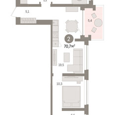 Квартира 70,7 м², 2-комнатная - изображение 3