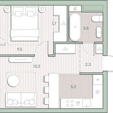 Квартира 35,8 м², 1-комнатная - изображение 2