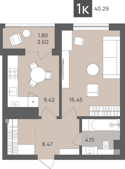 39,8 м², 1-комнатная квартира 7 757 100 ₽ - изображение 13