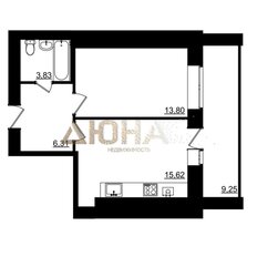 Квартира 44,2 м², 1-комнатная - изображение 1