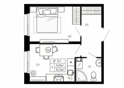 Квартира 33,1 м², 1-комнатная - изображение 1