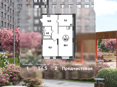 Квартира 56,5 м², 1-комнатная - изображение 1
