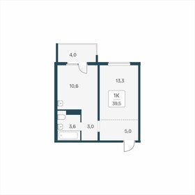 Квартира 39,5 м², 1-комнатная - изображение 1