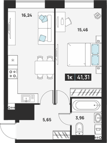 Квартира 41,3 м², 1-комнатная - изображение 1