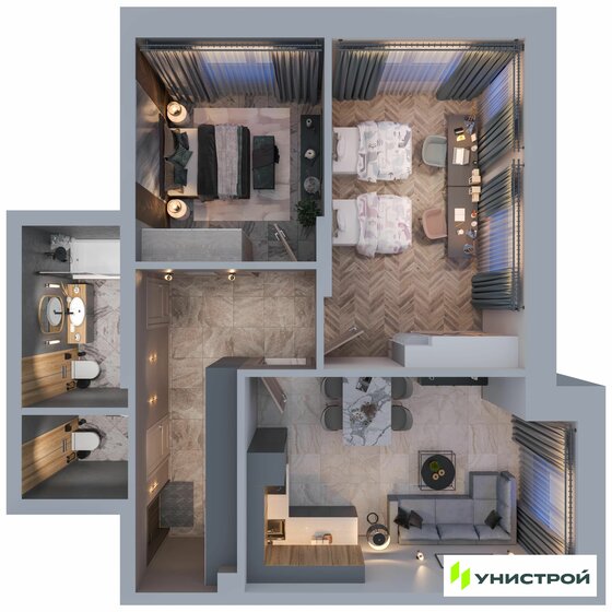 59,2 м², 2-комнатная квартира 25 140 000 ₽ - изображение 41