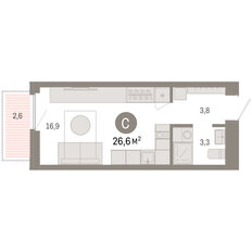 Квартира 26,6 м², студия - изображение 3