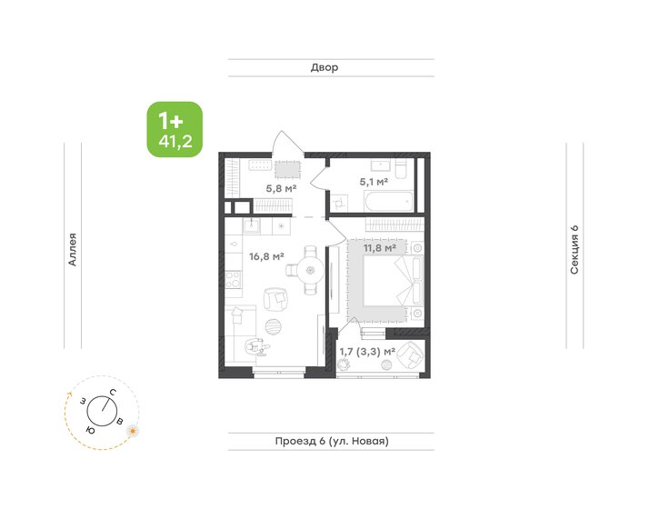 31,7 м², 1-комнатная квартира 7 386 250 ₽ - изображение 31
