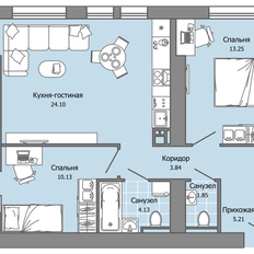 Квартира 63 м², 2-комнатная - изображение 2