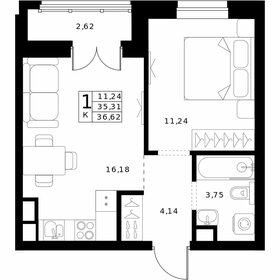 Квартира 36,6 м², 1-комнатная - изображение 1