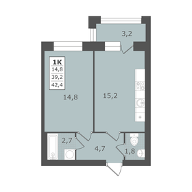 Квартира 42,4 м², 1-комнатная - изображение 1
