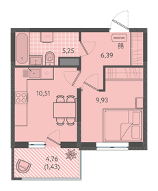 Квартира 33,9 м², 1-комнатная - изображение 1