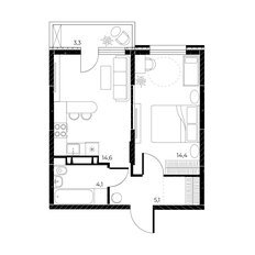 Квартира 39,2 м², 2-комнатная - изображение 2
