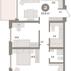 Квартира 63,8 м², 2-комнатная - изображение 3