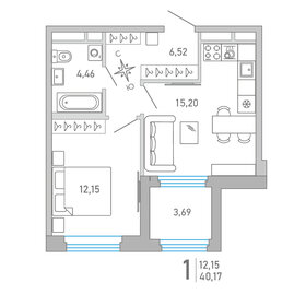Квартира 40,2 м², 1-комнатная - изображение 1