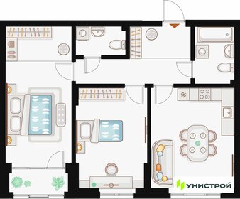 Квартира 68,7 м², 2-комнатная - изображение 1