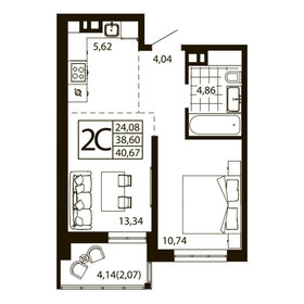 Квартира 40,6 м², 2-комнатная - изображение 1